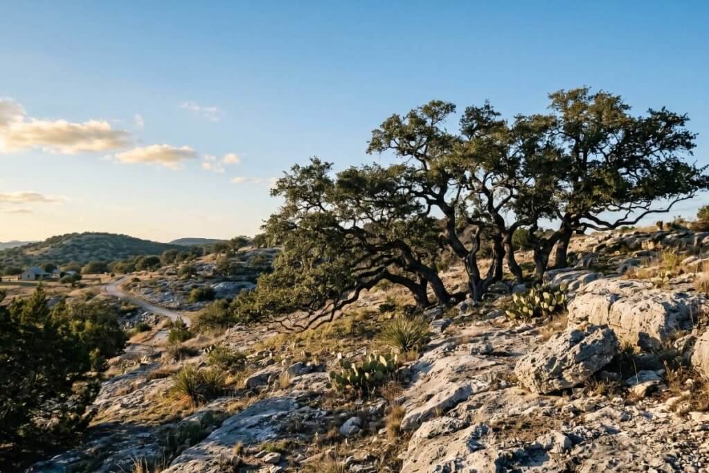 Quercus fusiformis Texas live oak mott limestone Hill Country