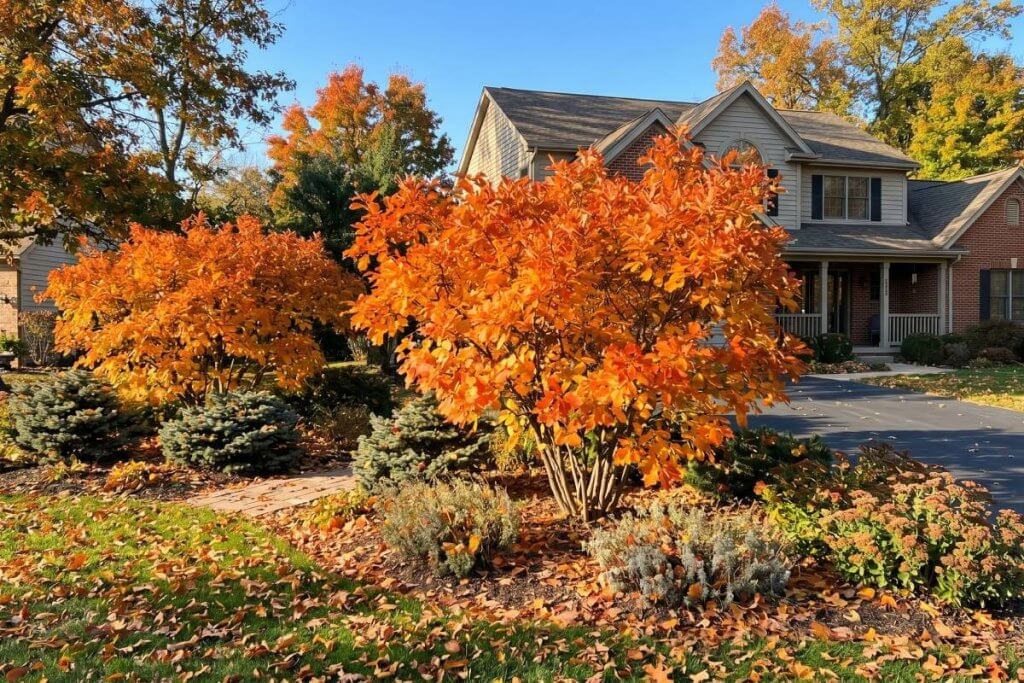Dwarf Chinkapin Oak Quercus prinoides fall foliage small yard